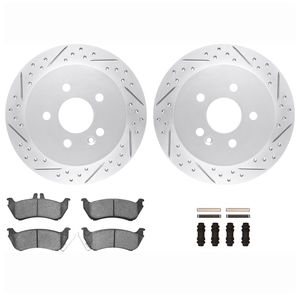 Dynamic Friction 2712-63053 - Rear Brake Kit - Geoperformance Coated Drilled and Slotted Brake Rotor and Active Performance 309 Brake Pads