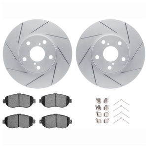 Dynamic Friction 2712-75000 - Front Brake Kit - Slotted Coated Carbon Alloy Brake Rotor and Active Performance 309 Brake Pads