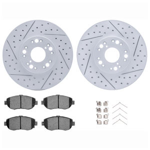 Dynamic Friction 2712-75002 - Front Brake Kit - Geoperformance Coated Drilled and Slotted Brake Rotor and Active Performance 309 Brake Pads