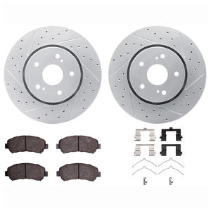 Dynamic Friction 2712-01011 - Front Brake Kit - Geoperformance Coated Drilled and Slotted Brake Rotor and Active Performance 309 Brake Pads