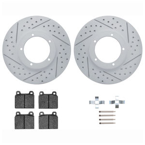Dynamic Friction 2712-02013 - Front Brake Kit - Geoperformance Coated Drilled and Slotted Brake Rotor and Active Performance 309 Brake Pads