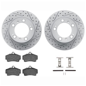 Dynamic Friction 2712-02029 - Rear Brake Kit - Geoperformance Coated Drilled and Slotted Brake Rotor and Active Performance 309 Brake Pads