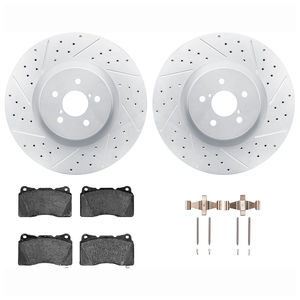 Dynamic Friction 2712-13016 - Front Brake Kit - Geoperformance Coated Drilled and Slotted Brake Rotor and Active Performance 309 Brake Pads