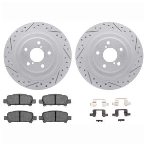 Dynamic Friction 2712-13034 - Rear Brake Kit - Geoperformance Coated Drilled and Slotted Brake Rotor and Active Performance 309 Brake Pads