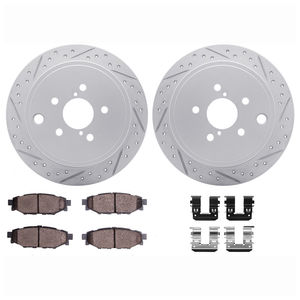 Dynamic Friction 2712-13040 - Rear Brake Kit - Geoperformance Coated Drilled and Slotted Brake Rotor and Active Performance 309 Brake Pads