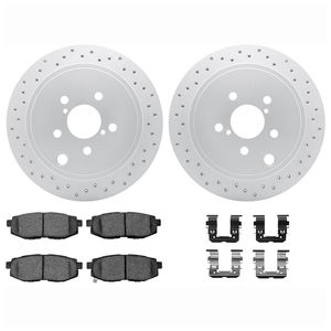 Dynamic Friction 2712-13047 - Rear Brake Kit - Drilled Coated Carbon Alloy Brake Rotor and Active Performance 309 Brake Pads