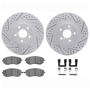 Dynamic Friction 2712-13069 - Front Brake Kit - Geoperformance Coated Drilled and Slotted Brake Rotor and Active Performance 309 Brake Pads