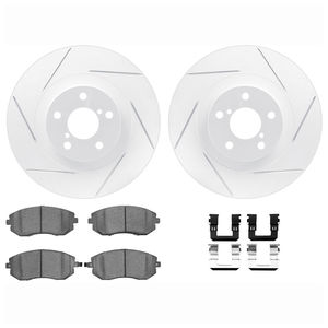 Dynamic Friction 2712-13072 - Front Brake Kit - Slotted Coated Carbon Alloy Brake Rotor and Active Performance 309 Brake Pads