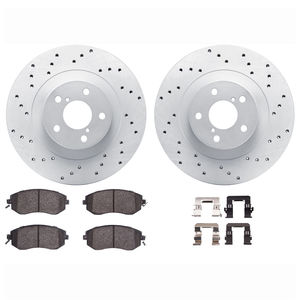 Dynamic Friction 2712-13076 - Front Brake Kit - Drilled Coated Carbon Alloy Brake Rotor and Active Performance 309 Brake Pads