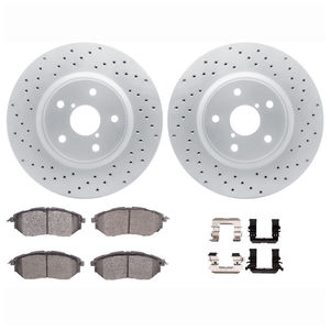Dynamic Friction 2712-13079 - Front Brake Kit - Drilled Coated Carbon Alloy Brake Rotor and Active Performance 309 Brake Pads