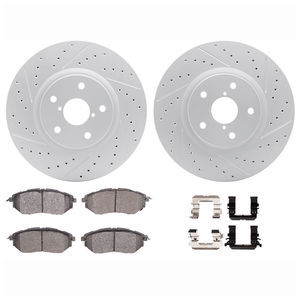 Dynamic Friction 2712-13080 - Front Brake Kit - Geoperformance Coated Drilled and Slotted Brake Rotor and Active Performance 309 Brake Pads