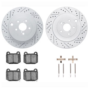 Dynamic Friction 2712-13085 - Rear Brake Kit - Geoperformance Coated Drilled and Slotted Brake Rotor and Active Performance 309 Brake Pads