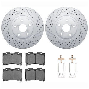 Dynamic Friction 2712-76013 - Front Brake Kit - Geoperformance Coated Drilled and Slotted Brake Rotor and Active Performance 309 Brake Pads