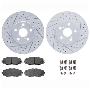 Dynamic Friction 2712-76038 - Front Brake Kit - Geoperformance Coated Drilled and Slotted Brake Rotor and Active Performance 309 Brake Pads