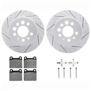 Dynamic Friction 2712-27004 - Rear Brake Kit - Geoperformance Coated Drilled and Slotted Brake Rotor and Active Performance 309 Brake Pads