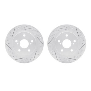 Dynamic Friction 2002-91003 - Rear Geoperformance Coated Drilled and Slotted Brake Rotor 2 Wheel Set
