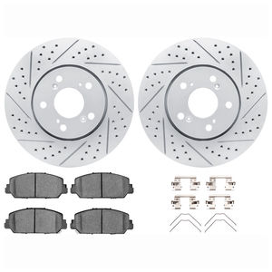 Dynamic Friction 2512-58015 - Front Brake Kit - Coated Drilled and Slotted Brake Rotors and 5000 Advanced Brake Pads with Hardware