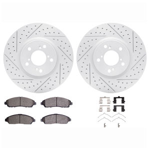 Dynamic Friction 2512-59071 - Front Brake Kit - Coated Drilled and Slotted Brake Rotors and 5000 Advanced Brake Pads with Hardware