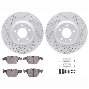 Dynamic Friction 2512-31070 - Front Brake Kit - Coated Drilled and Slotted Brake Rotors and 5000 Advanced Brake Pads with Hardware