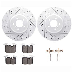 Dynamic Friction 2512-31085 - Front Brake Kit - Coated Drilled and Slotted Brake Rotors and 5000 Advanced Brake Pads with Hardware