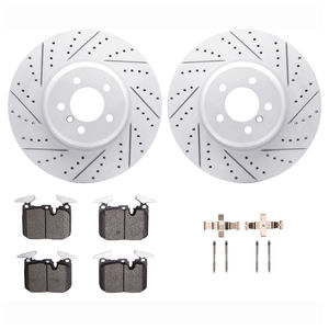 Dynamic Friction 2512-31086 - Front Brake Kit - Coated Drilled and Slotted Brake Rotors and 5000 Advanced Brake Pads with Hardware