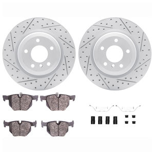 Dynamic Friction 2512-31087 - Rear Brake Kit - Coated Drilled and Slotted Brake Rotors and 5000 Advanced Brake Pads with Hardware