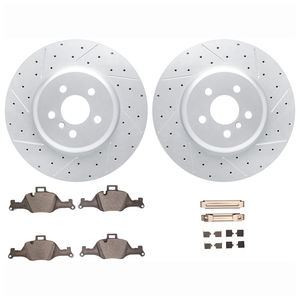 Dynamic Friction 2512-31126 - Front Brake Kit - Coated Drilled and Slotted Brake Rotors and 5000 Advanced Brake Pads with Hardware