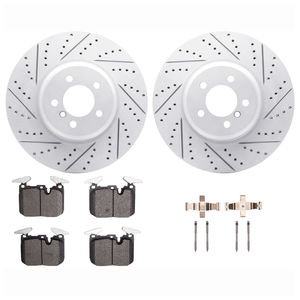 Dynamic Friction 2612-31232 - Front Brake Kit - Coated Drilled and Slotted Brake Rotors and 5000 Euro Ceramic Brake Pads with Hardware