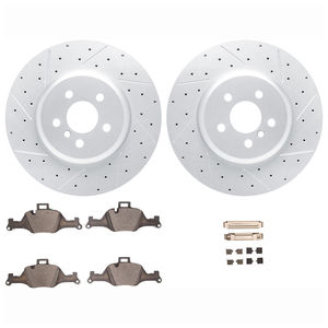 Dynamic Friction 2612-31305 - Front Brake Kit - Coated Drilled and Slotted Brake Rotors and 5000 Euro Ceramic Brake Pads with Hardware