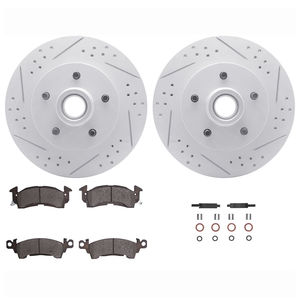 Dynamic Friction 2512-47037 - Front Brake Kit - Coated Drilled and Slotted Brake Rotors and 5000 Advanced Brake Pads with Hardware