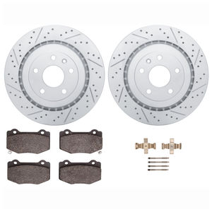 Dynamic Friction 2512-47025 - Rear Brake Kit - Coated Drilled and Slotted Brake Rotors and 5000 Advanced Brake Pads with Hardware