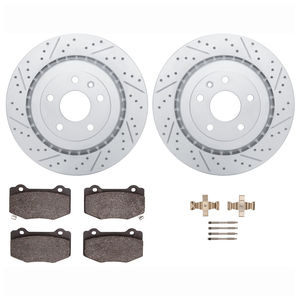 Dynamic Friction 2512-47026 - Rear Brake Kit - Coated Drilled and Slotted Brake Rotors and 5000 Advanced Brake Pads with Hardware
