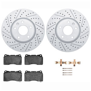 Dynamic Friction 2512-47028 - Front Brake Kit - Coated Drilled and Slotted Brake Rotors and 5000 Advanced Brake Pads with Hardware