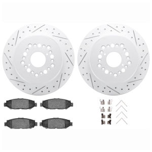 Dynamic Friction 2512-75003 - Rear Brake Kit - Coated Drilled and Slotted Brake Rotors and 5000 Advanced Brake Pads with Hardware