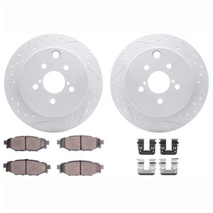 Dynamic Friction 2512-13043 - Rear Brake Kit - Coated Drilled and Slotted Brake Rotors and 5000 Advanced Brake Pads with Hardware
