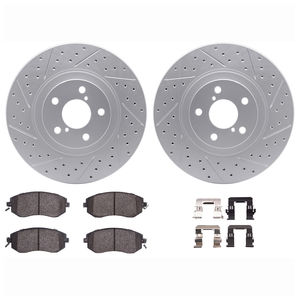 Dynamic Friction 2512-13051 - Front Brake Kit - Coated Drilled and Slotted Brake Rotors and 5000 Advanced Brake Pads with Hardware