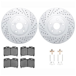 Dynamic Friction 2512-76022 - Front Brake Kit - Coated Drilled and Slotted Brake Rotors and 5000 Advanced Brake Pads with Hardware