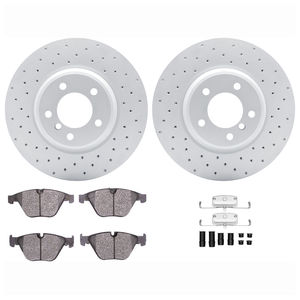 Dynamic Friction 2512-31291 - Front Brake Kit - Coated Drilled Brake Rotors with 5000 Advanced Brake Pads includes Hardware