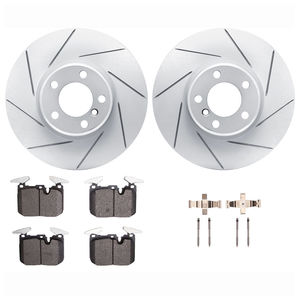 Dynamic Friction 2512-31372 - Front Brake Kit - Coated Slotted Brake Rotors and 5000 Advanced Brake Pads with Hardware
