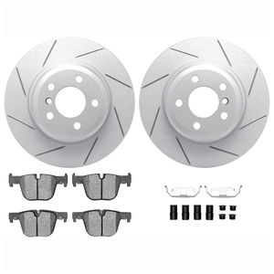 Dynamic Friction 2512-31381 - Rear Brake Kit - Coated Slotted Brake Rotors and 5000 Advanced Brake Pads with Hardware