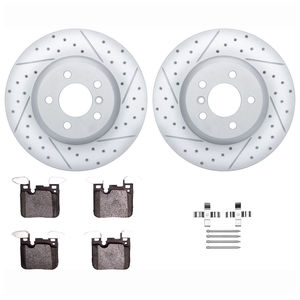 Dynamic Friction 2512-31397 - Rear Brake Kit - Coated Drilled and Slotted Brake Rotors and 5000 Advanced Brake Pads with Hardware