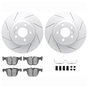 Dynamic Friction 2512-31566 - Rear Brake Kit - Coated Slotted Brake Rotors and 5000 Advanced Brake Pads with Hardware