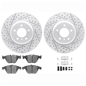 Dynamic Friction 2512-31251 - Front Brake Kit - Coated Drilled and Slotted Brake Rotors and 5000 Advanced Brake Pads with Hardware