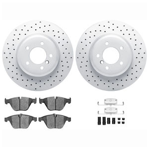 Dynamic Friction 2512-31252 - Front Brake Kit - Coated Drilled Brake Rotors with 5000 Advanced Brake Pads includes Hardware