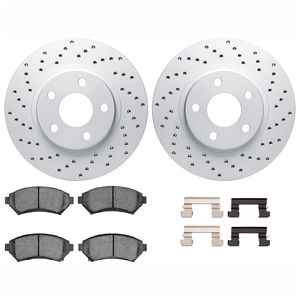 Dynamic Friction 2512-45037 - Front Brake Kit - Coated Drilled Brake Rotors with 5000 Advanced Brake Pads includes Hardware