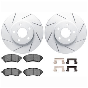 Dynamic Friction 2512-45074 - Front Brake Kit - Coated Slotted Brake Rotors and 5000 Advanced Brake Pads with Hardware