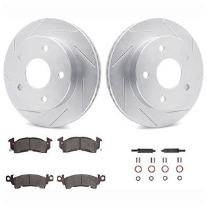 Dynamic Friction 2512-47298 - Front Brake Kit - Coated Slotted Brake Rotors and 5000 Advanced Brake Pads with Hardware