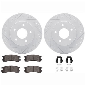 Dynamic Friction 2512-52017 - Rear Brake Kit - Coated Drilled and Slotted Brake Rotors and 5000 Advanced Brake Pads with Hardware