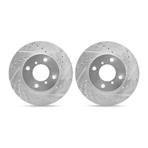 Dynamic Friction 7002-55003 - Front Drilled and Slotted Silver Zinc Brake Rotor 2 Wheel Set