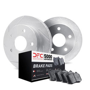 Dynamic Friction 2512-45030 - Front Brake Kit - Coated Drilled and Slotted Brake Rotors and 5000 Advanced Brake Pads with Hardware